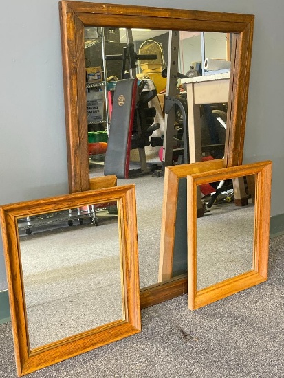 Group of 3 Wood Framed Mirrors