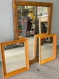 Group of 3 Wood Framed Mirrors