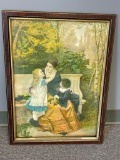 Framed Victorian Print of Mother & Children