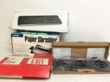 Paper Shredder, Keyboards and Exit Sign