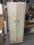 Vintage Metal Double Door 4 Shelf Cabinet