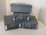 Group of Four Rubbermaid Check File Boxes