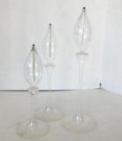 Group of 3 Tiered Firelight Glass Oil Lamps