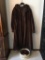 Ladies Full Length Dark Brown Mink Coat by Nicole Miller Size L and Matching Fur Hat