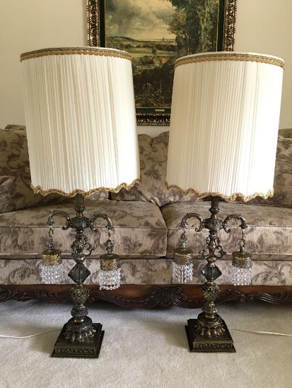 Pair of Decorative Chandelier Lamps w/Shades