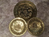 Group of Three Decorative Gold Toned Plates