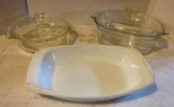 Three Pieces of Pyrex and Fire King Baking Dishes