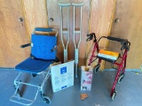 Convalescent Lot Incl Wheelchairs, Crutches, Massager and More (Garage Cabinet)