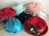 Group of Seven Ladies Vintage Decorative Church Hats w/Boxes