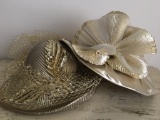 Two Vintage Ladies Gold Church Hats w/Box