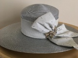 Ladies Silver Church Hat by Whittall and Shon w/Box