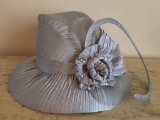 Ladies Silver Church Hat by Natasia New York w/Box