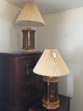 Pair of Wood and Glass Table Lamps