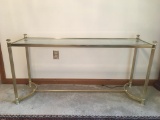 Glass and Gold Tone Metal Sofa Table