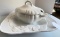 John Madden Porcelain Gravy Boat (Missing Ladle) and Serving Tray Made in Italy