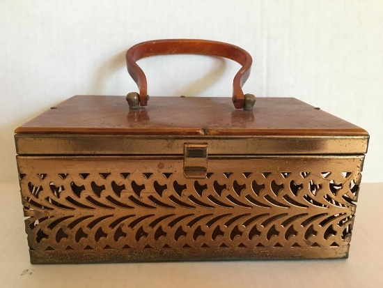 Vintage Metal Box with Bakelite Handle