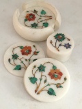 Set of Marble Inlay Coaster and Trinket Box