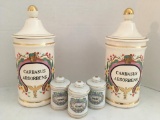 Porcelain Mexican Pharmacy Canisters Set of 5