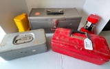 Group of 3 Vintage Metal Toolboxes and Flash Lights