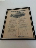 Framed Renault Ad for Vehicle,. Has 1970 Hand Written at the Top, Frame 14