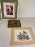 Three Framed Prints as Pictured, Largest is 13