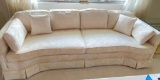 White Sofa with Imprinted Floral Accents, Appears to be Clean and Usable, 89