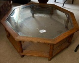 Octogon Ratan Glass Top Coffee Table