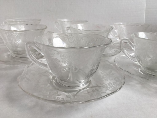 Vintage 7 Piece Set of Heisey Cups and Saucers