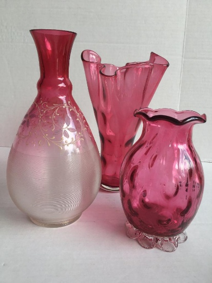 Vintage Cranberry Glass Vases