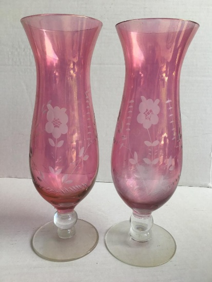 Vintage Cranberry Glass Vases