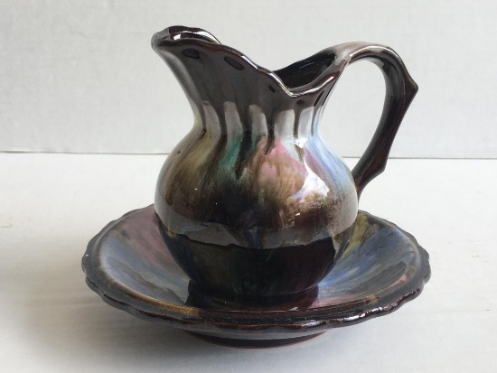 Pottery Pitcher and Bowl