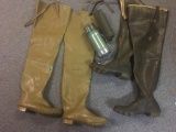 Pair of Hip Wader Boots Size 10 and Thermos