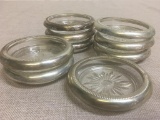 Group of Vintage Sterling Silver Rimmed Glass Coasters