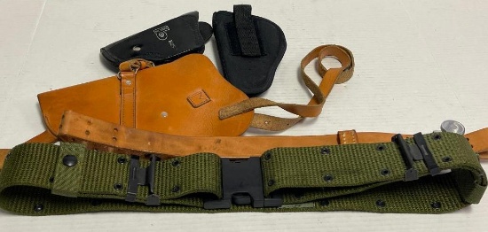 Group of Three Gun Holsters and Two Belts