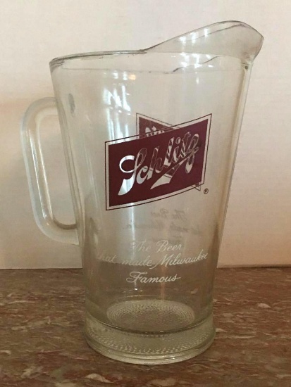 Vintage Schlitz Glass Pitcher