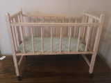 Vintage Rolling Doll Baby Crib