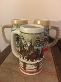 Group of Three Collector Budweiser Beer Steins Incl 