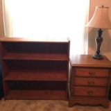 Three Piece Lot Incl Lamp, Bookshelf and Nightstand