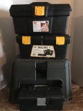 Group of Four Plastic Toolboxes Incl Stool Storage