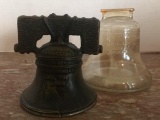 Pair of Glass and Metal Bell Banks