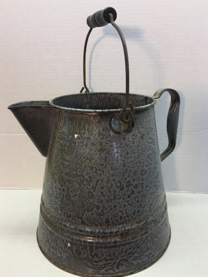 Antique Galvanized Watering Can w/Wood Handle
