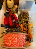 Group of Rope and Straps in Container as Pictured