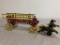 Antique Cast Iron Horse Drawn Ladder Truck on Wheels