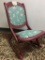 Antique Folding Wood Rose Carved Rocking Chair