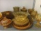 Group of Vintage Amber Glass Dishes, Bowls, Glasses and More