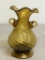 Amber Glass Ruffled Top Vase