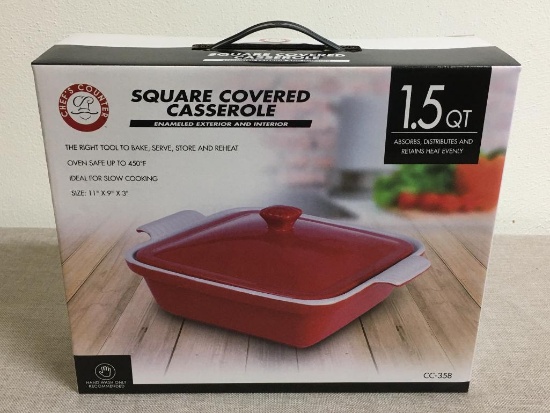 Chef's Counter Square Covered Casserole Dish New in Box