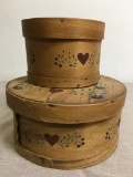 Primitive Hand Painted Wood Shaker/Cheese Boxes