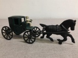 Vintage Cast Iron Horse and Carriage Set