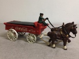 Vintage Cast Iron Coca-Cola Horse Drawn Wagon